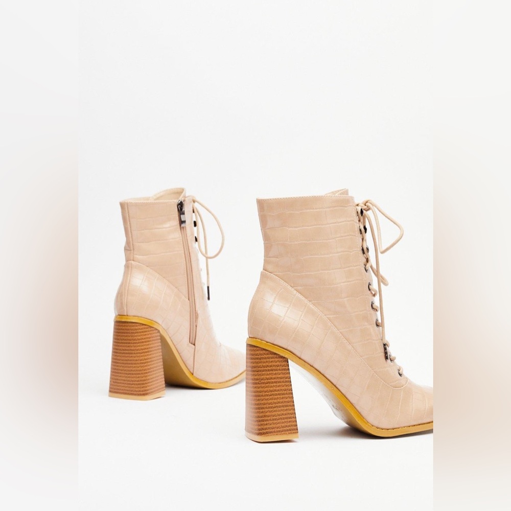 Nasty Gal What’s Up Faux Leather Croc Booties